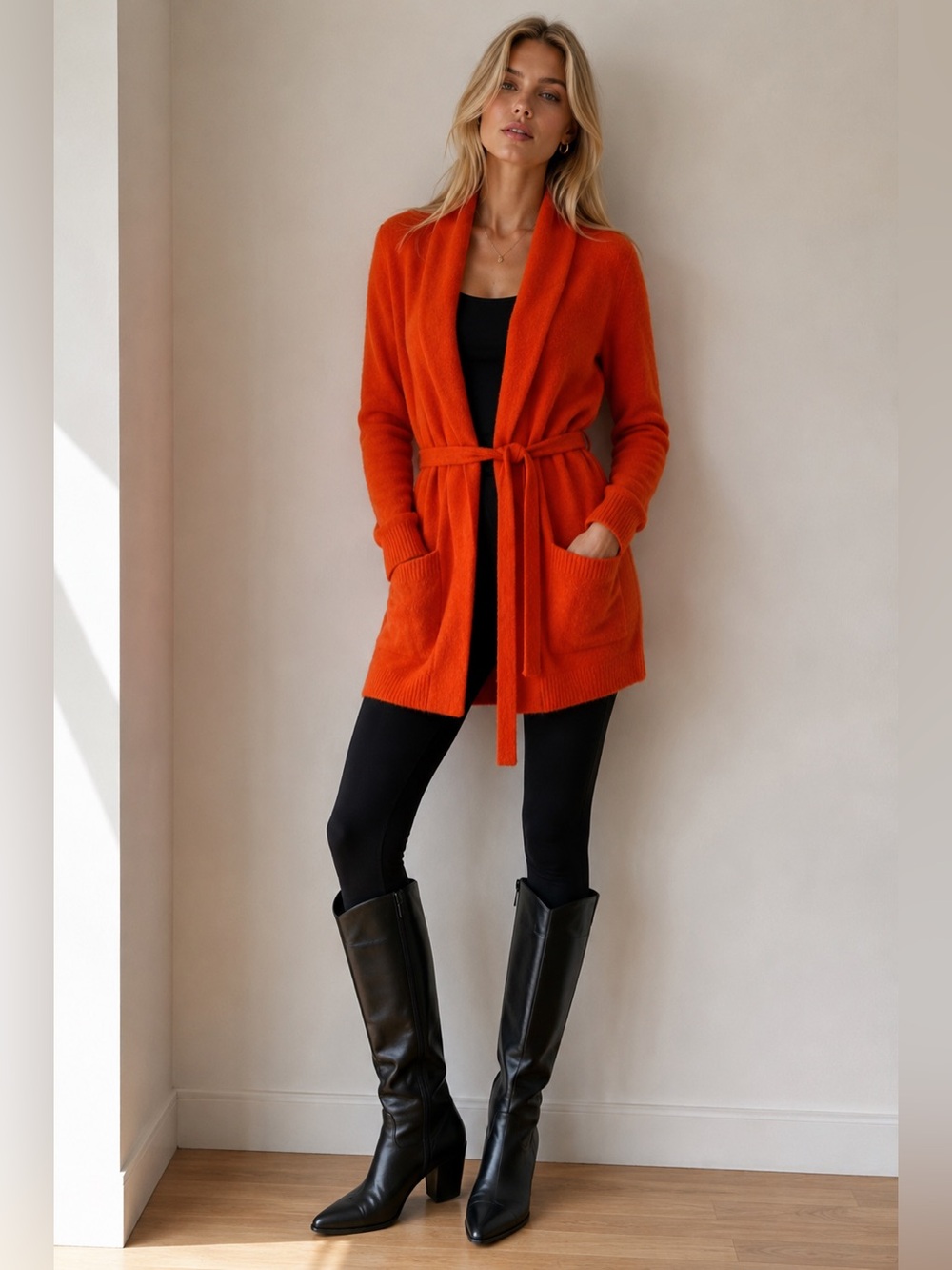 Banana Republic Merino Wool Alpaca Belted Long Cardigan Orange Size S